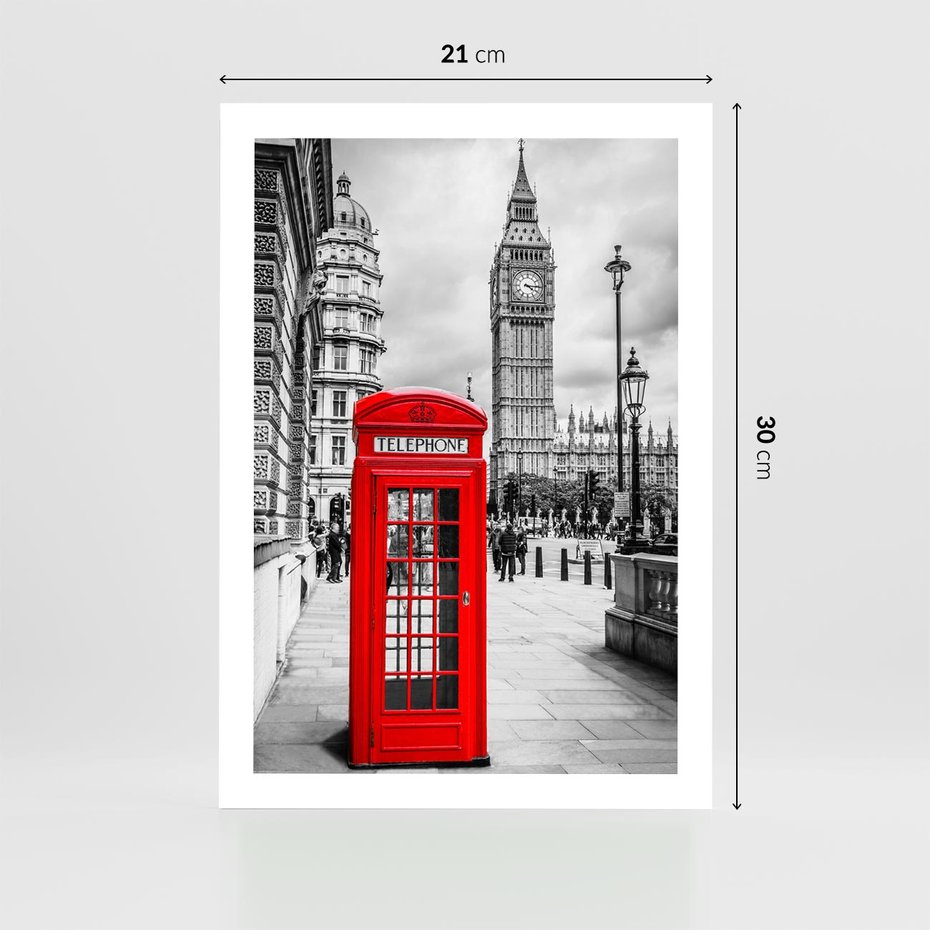 Plakat bez ramy 21x30 - Ikoniczna budka w Londynie - Londyn, budka