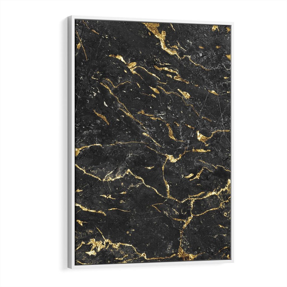 Obraz w ramie 80x120 - Egzotyczny Blask - marmur, złoto - rama biała