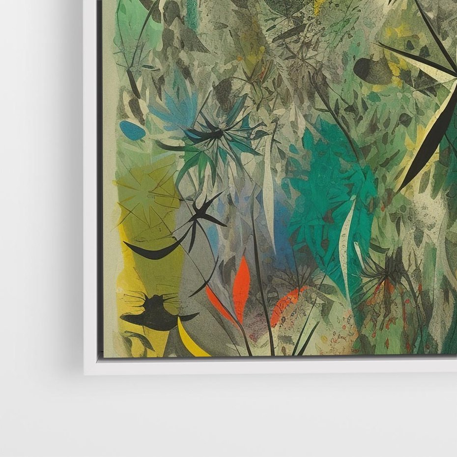 Obraz w ramie 50x50 - Tajemnicze Konstrukcje Form - abstrakcyjny obraz, mnogość kolorów - rama biała