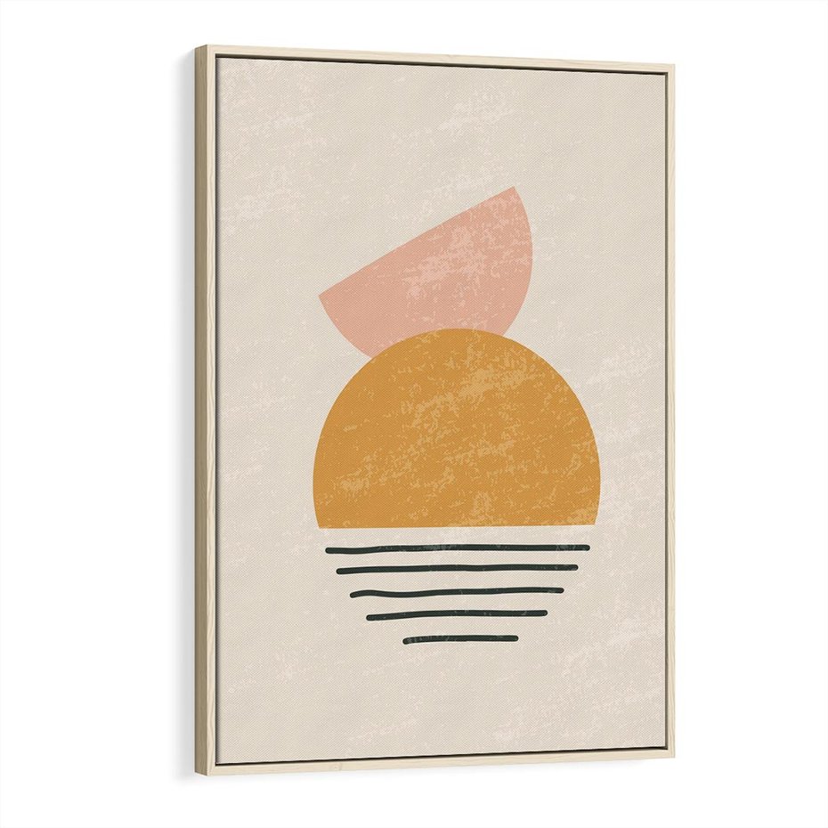 Obraz w ramie 80x120 - Krótka Forma - abstrakcyjna sztuka, boho kształty - rama drewno