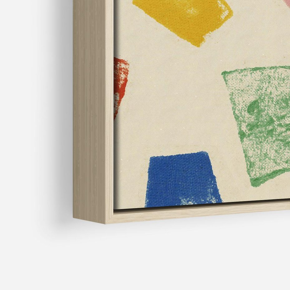 Obraz w ramie 70x50 - Tęczowe Rytmy - kolorowe tęczowe kwadraty, wesoły kolaż - rama drewno