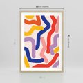 Plakat w ramie 50x70 - Abstrakcyjne Dialogi - abstrakcyjny kolorowy obraz, kolorowe linie - rama drewno