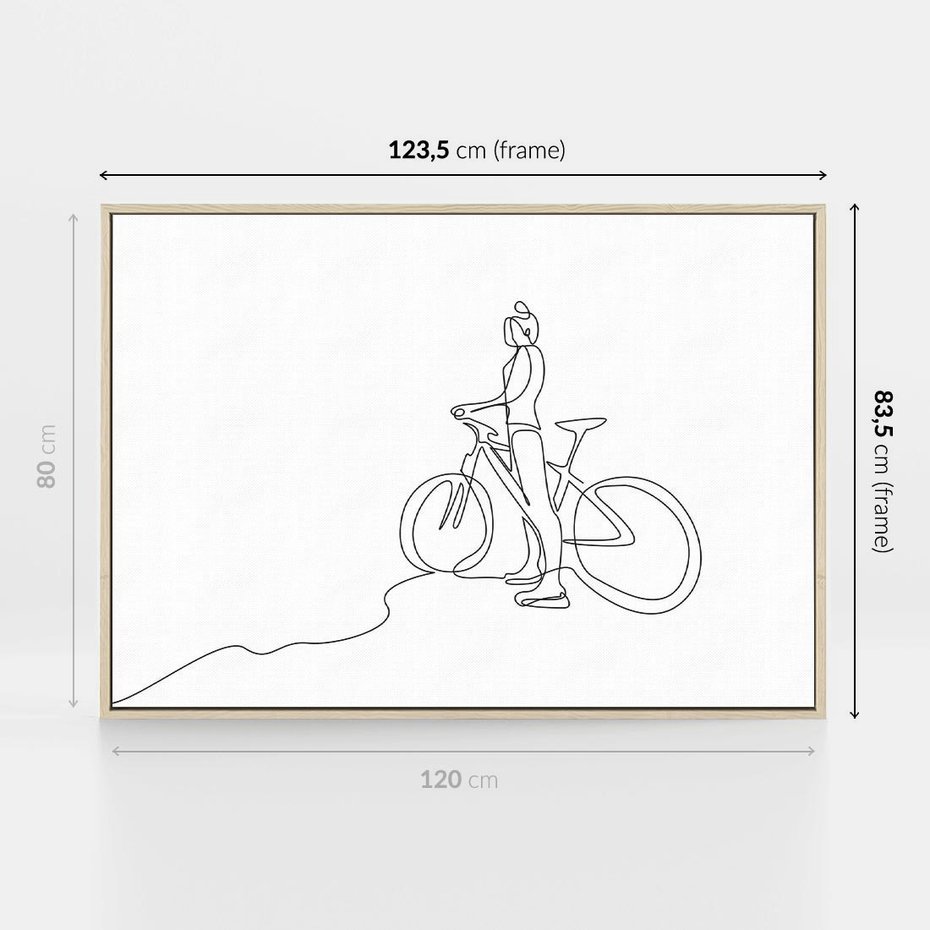 Obraz w ramie 120x80 - Minimalistyczna Przejażdżka - szkic, minimalizm - rama drewno