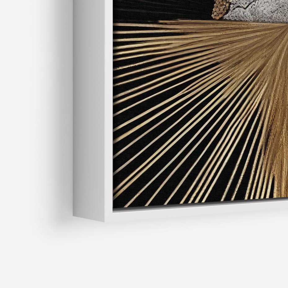 Obraz w ramie 80x80 - Metaliczne Boho Abstrakcje - boho, słońce - rama biała