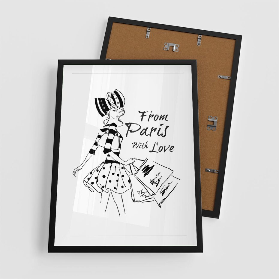Plakat w ramie 50x70 - Paryż - Miasto Romantycznej Grafiki - Paryż, Paris - rama czarna