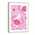 Obraz w ramie 80x120 - Roztańczone Kraby - różowe kwiaty i kraby, abstrakcyjna kompozycja - rama drewno