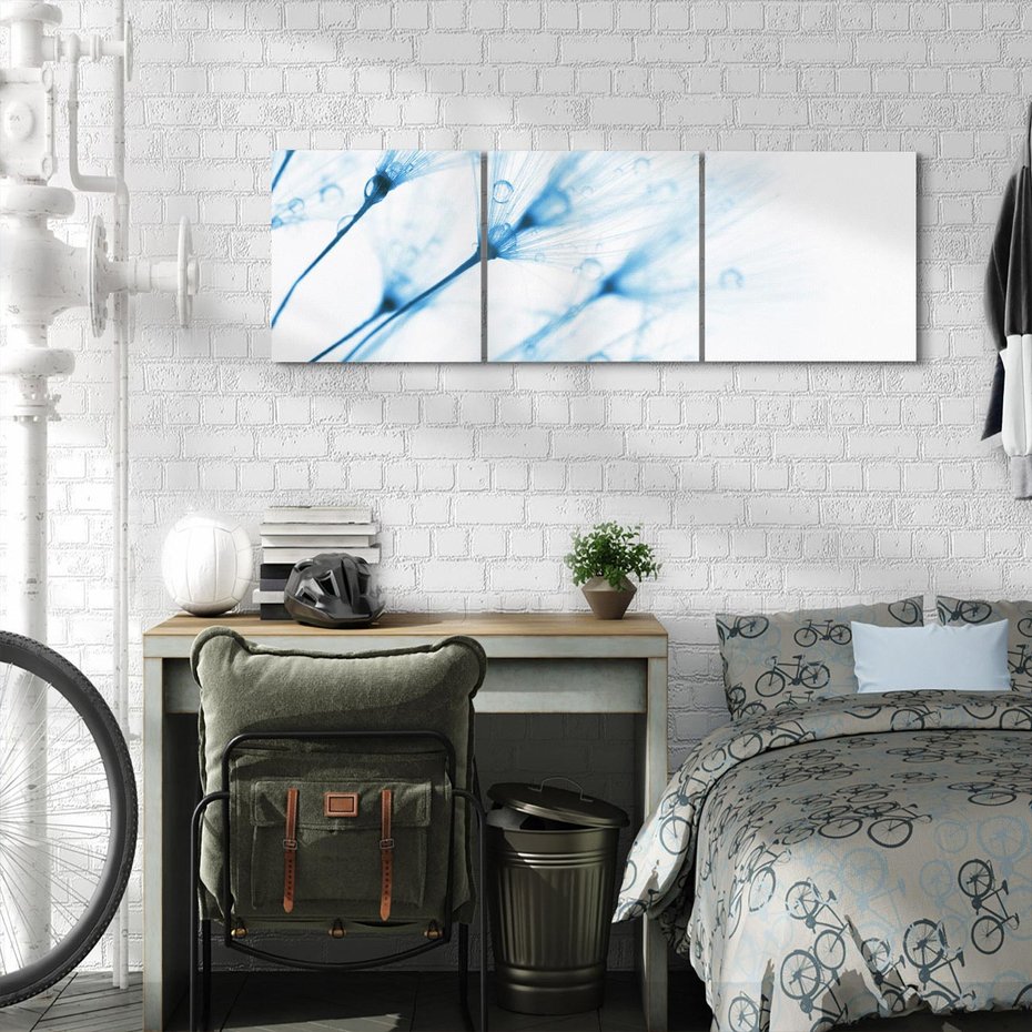 Obraz na płótnie 90x30 - Kwiat w kroplach wody - kwiat, krople