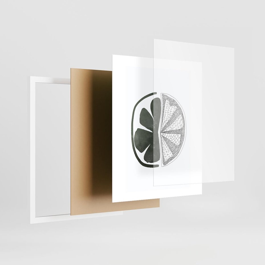 Plakat w ramie 40x50 - Cytrynowe Echo - minimalistyczny plakat, cytryna - rama biała