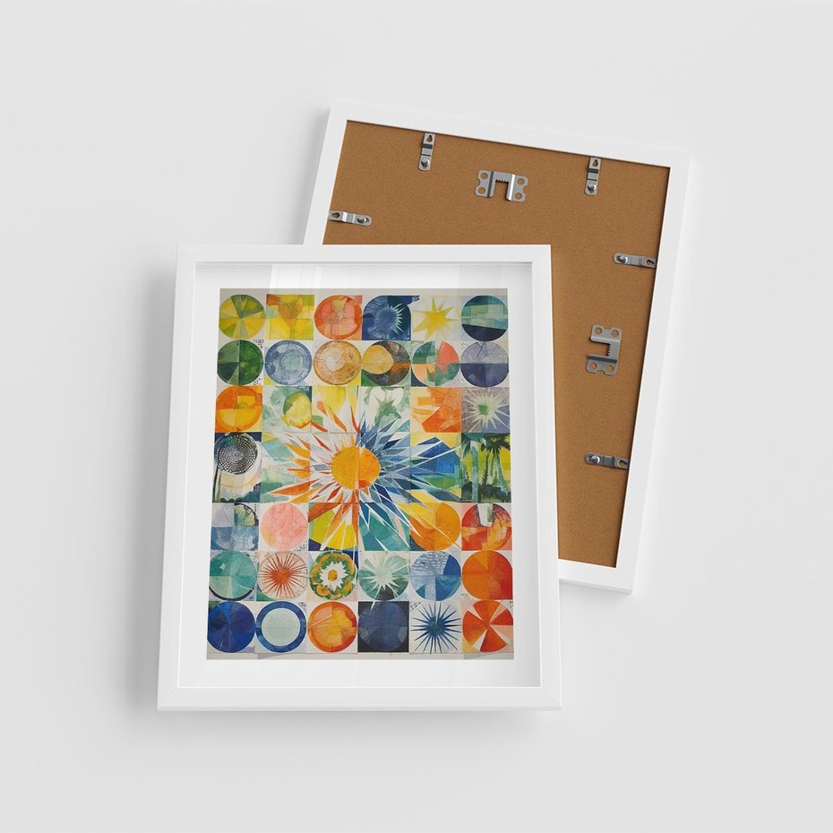 Plakat w ramie 40x50 - Rozkwitające Wzory Abstrakcji - abstrakcyjny obraz, mnogość kolorów - rama biała