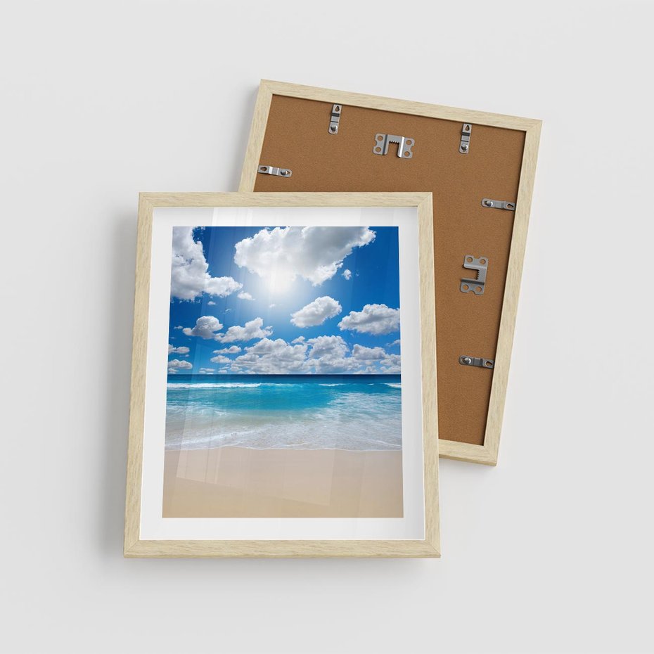 Plakat w ramie 40x50 - Wakacyjna plaża - plaża, wakacje - rama drewno