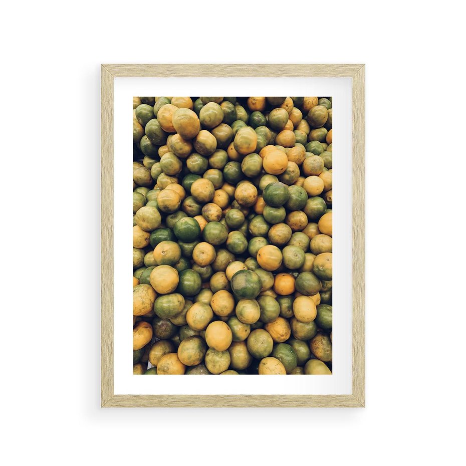 Plakat w ramie 30x40 - Świeżość Cytrusów - cytryny, limonki - rama drewno