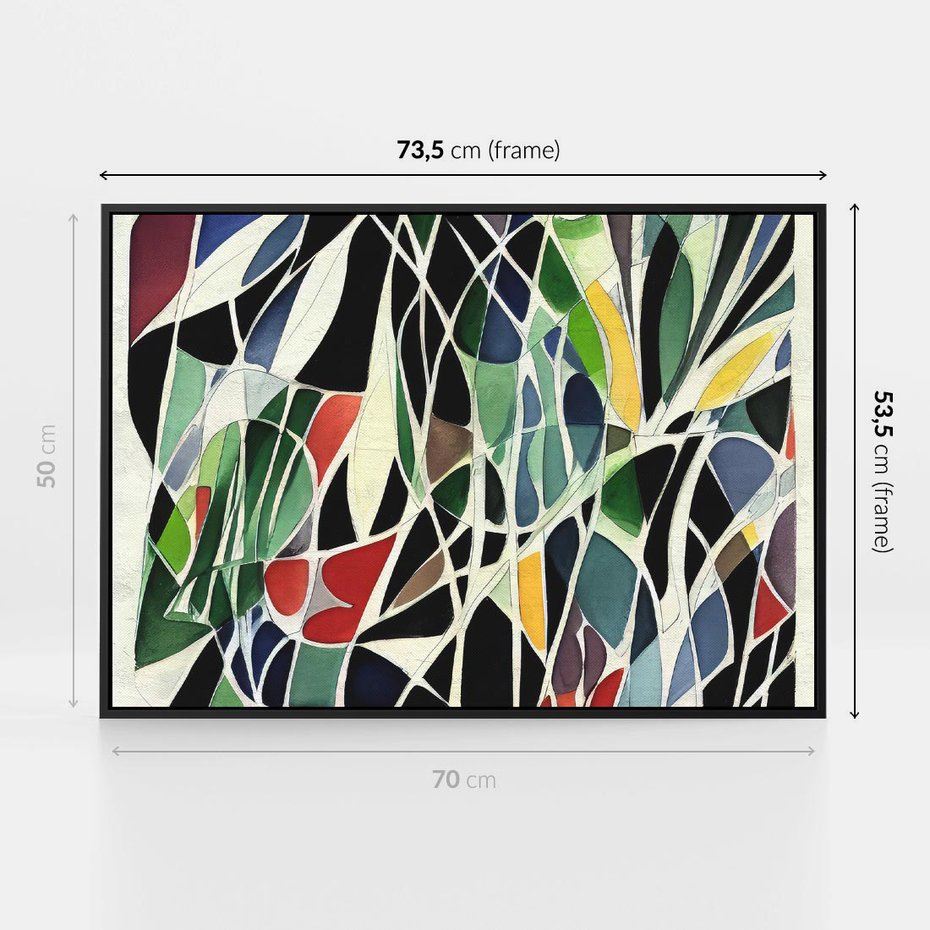 Obraz w ramie 70x50 - Taniec Plam i Kształtów - abstrakcyjny akwarelowy obraz, plamy - rama czarna