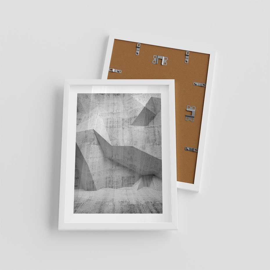 Plakat w ramie 30x40 - Geometryczna harmonia sztuki - geometria, sztuka - rama biała