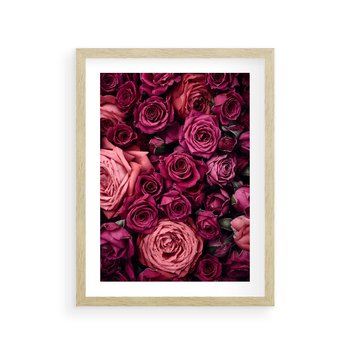 Plakat w ramie 30x40 - Róże - piękno kwiatów - róże, kwiaty - rama drewno