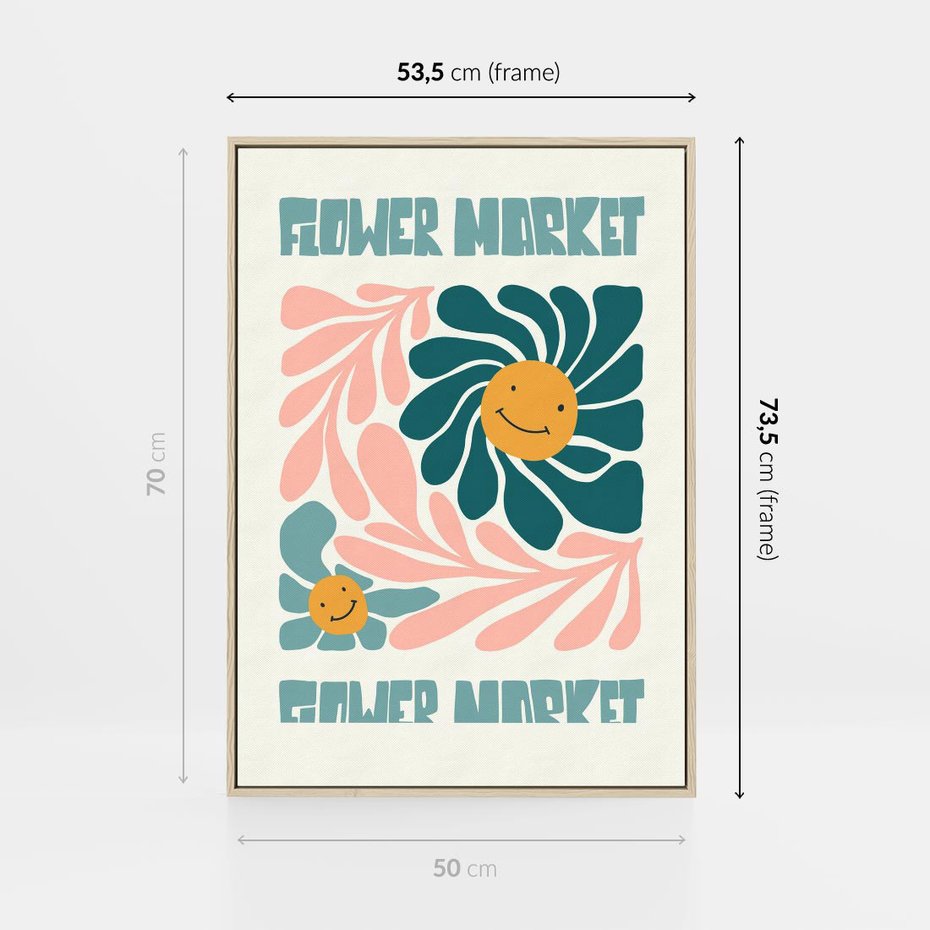 Obraz w ramie 50x70 - Harmonia płatków kwiatów - kwiatowa retro kompozycja, pastelowe kolory - rama drewno