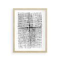 Plakat w ramie 30x40 - Refleksje Monochromatycznych Widoków - abstrakcyjna kompozycja z czarnych kropek, minimalistyczny czarno bialy plakat - rama drewno