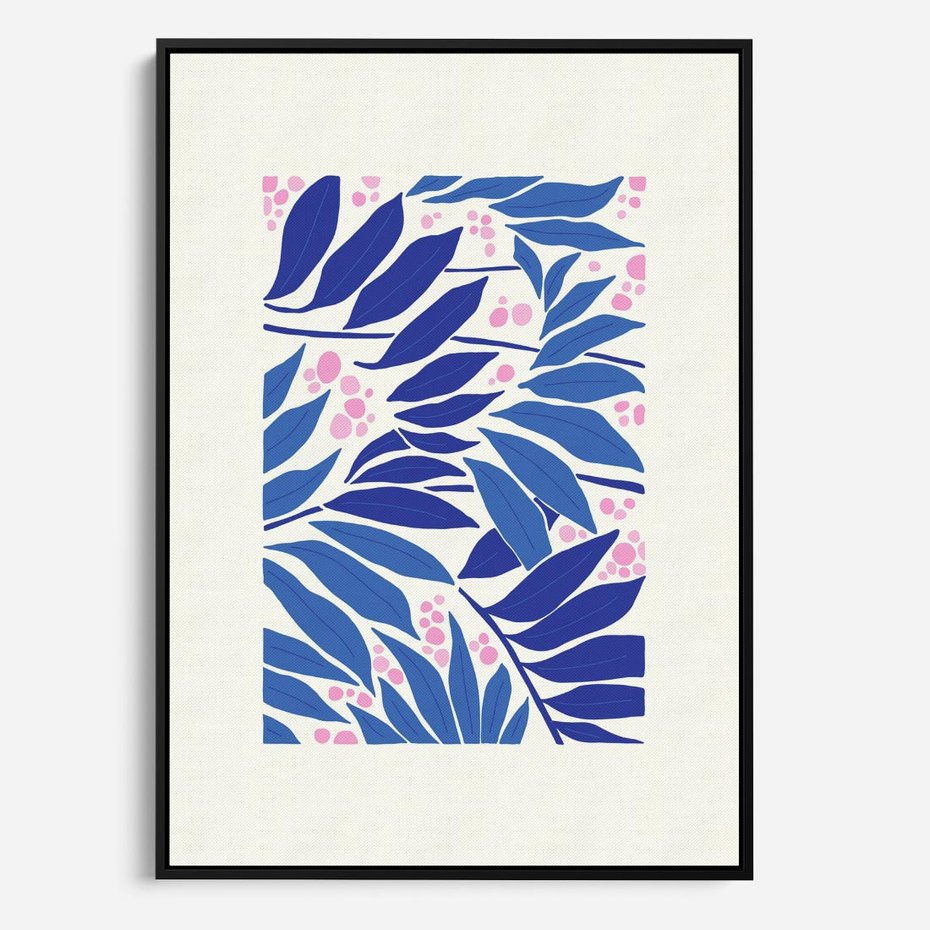 Obraz w ramie 70x100 - Kolorowy Wir - liściasta kompozycja, nowoczesny plakat - rama czarna