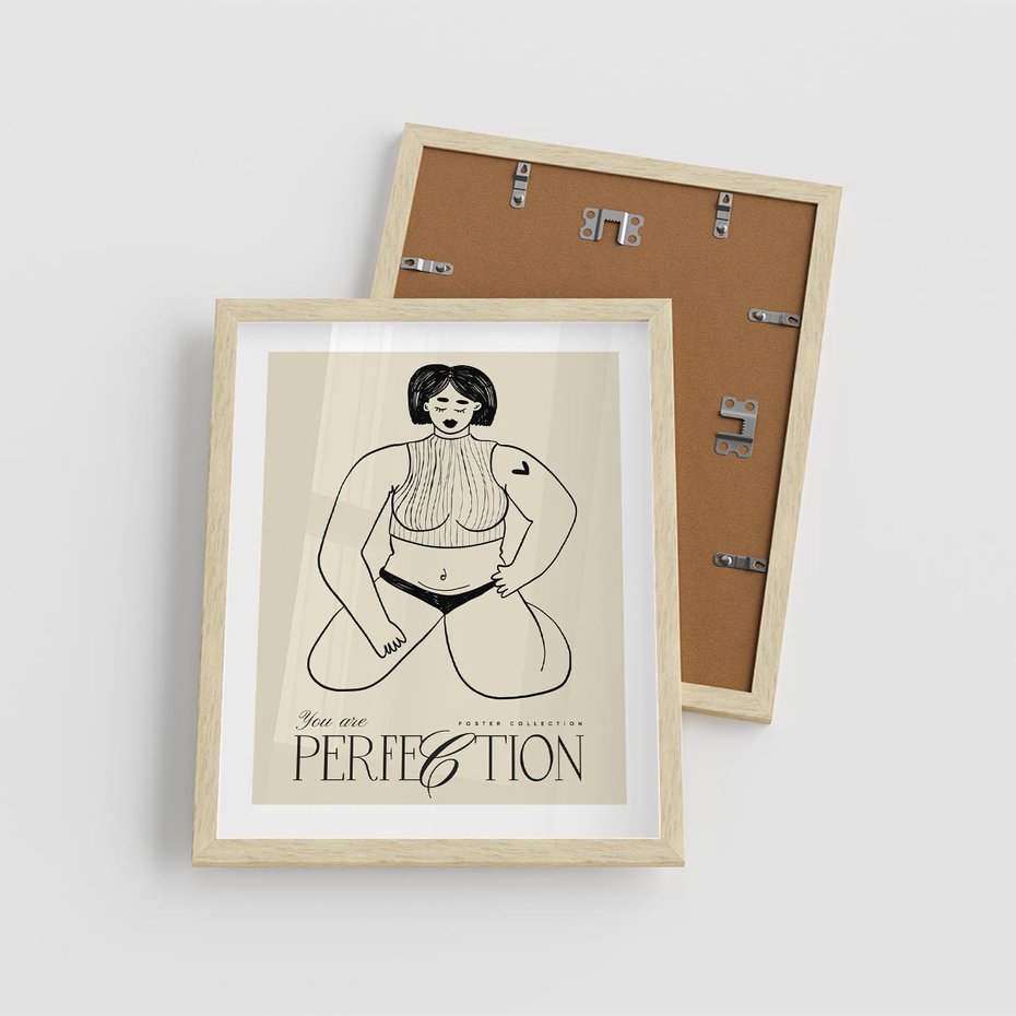 Plakat w ramie 40x50 - Refleksje Przejmujących Myśli - rysunek, plakat - rama drewno