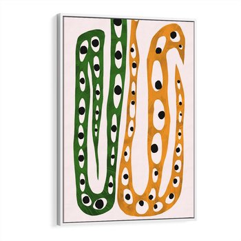 Obraz w ramie 80x120 - Migocące Zmaganie - abstrakcyjny obraz, dziwne kształty - rama biała