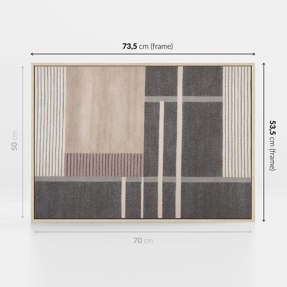 Obraz w ramie 70x50 - Harmonia skradzionych odcieni - symetryczne, geometryczne pasy - rama drewno