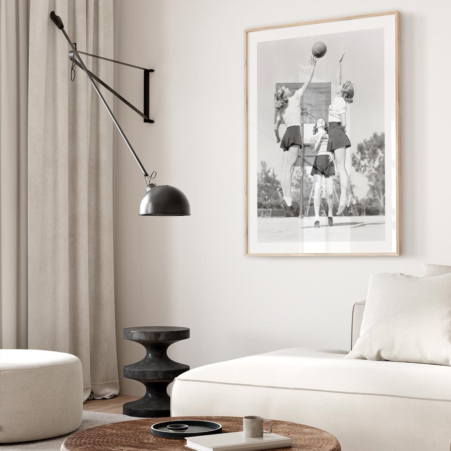 Plakat w ramie 50x70 - Sport to Zdrowie - retro zdjęcie, czarno białe - rama drewno