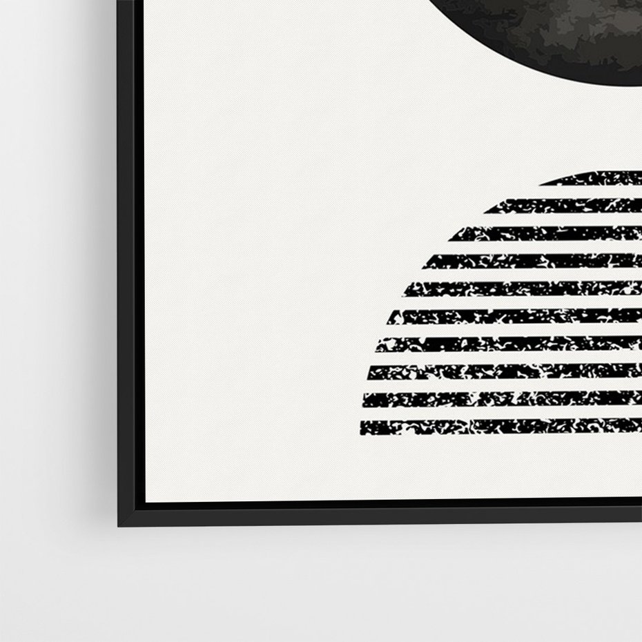Obraz w ramie 50x70 - Tajemnicza Kompozycja - abstrakcyjne czarno białe formy, minimalizm - rama czarna