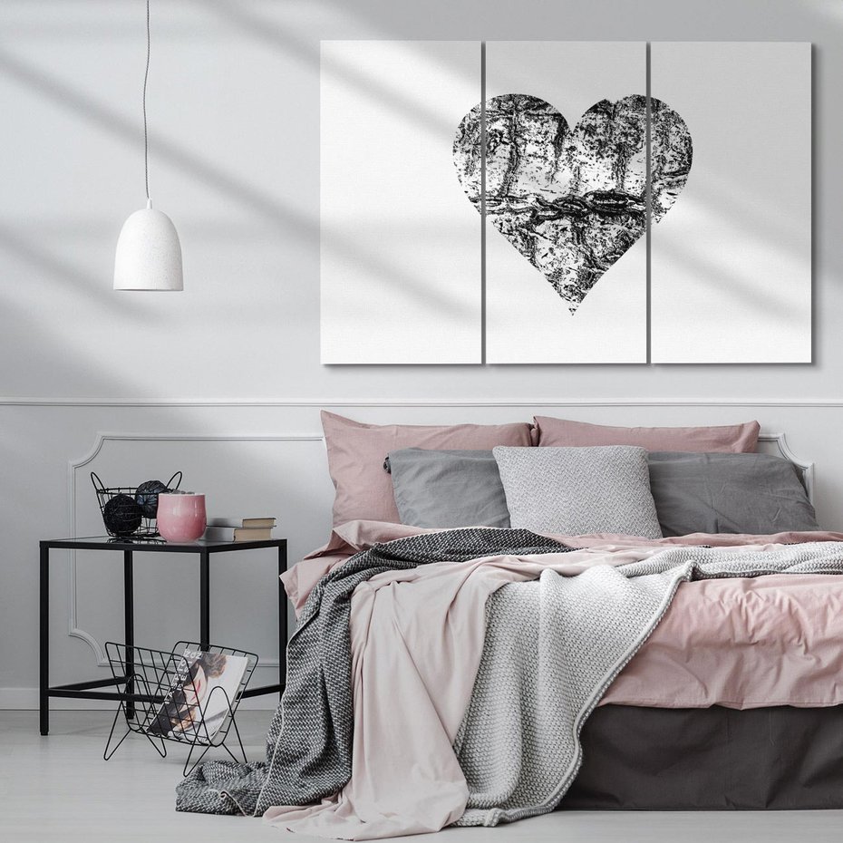 Obraz na płótnie 120x80 - Drzewo Serca - czarne serce, tekstura jak kora drzewa