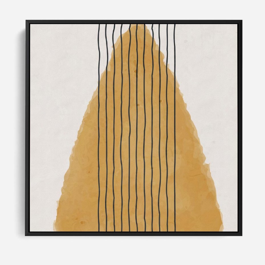 Obraz w ramie 50x50 - Migocące Impulsy - abstrakcyjna akwarelowa plama, nieregularne kreski - rama czarna