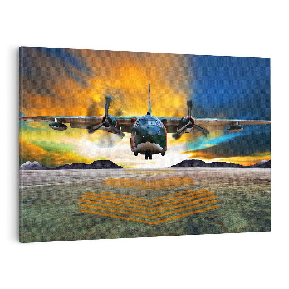 Obraz na płótnie 100x70 - Moc wojskowego transportu: Samolot na misji - samolot, wojsko