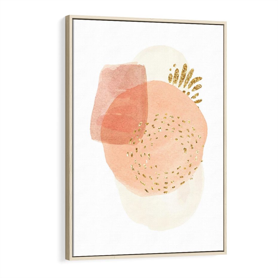 Obraz w ramie 70x100 - Migotliwe Kształty i Plamy - abstrakcyjne akwarelowe plamy, minimalizm - rama drewno