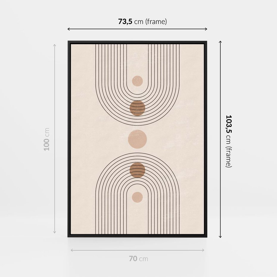 Obraz w ramie 70x100 - Zgeometryzowane Wizje - boho plakat, minimalizm - rama czarna