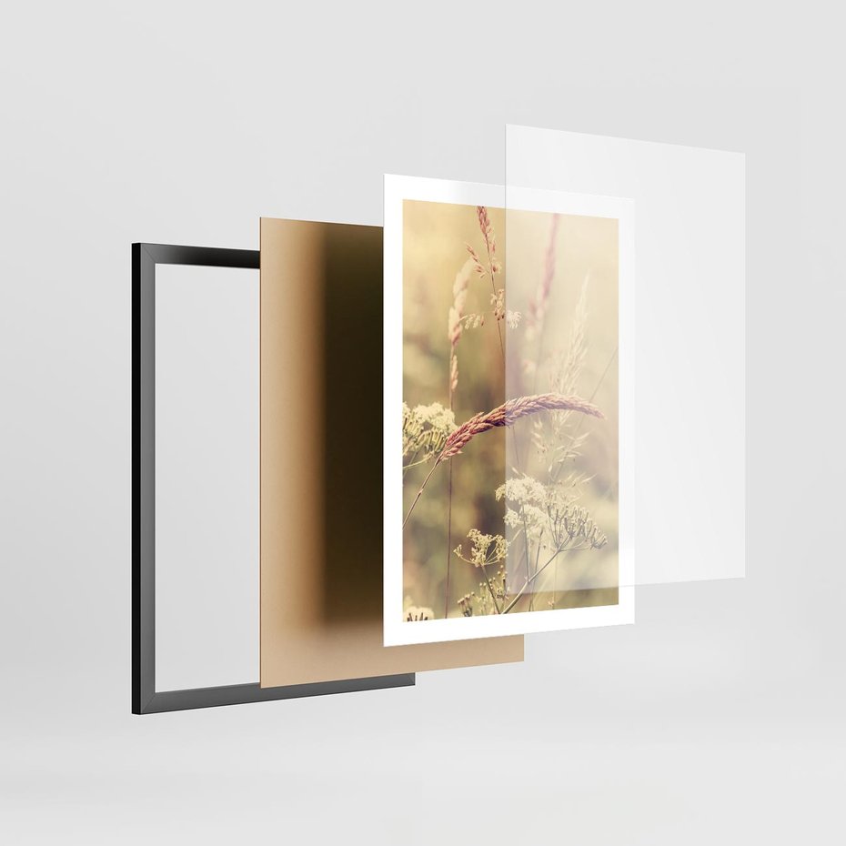 Plakat w ramie 50x70 - Boho Wizja - suszone, trawy - rama czarna