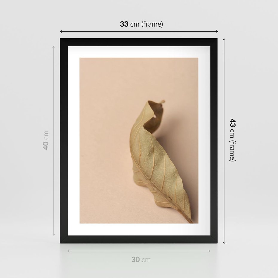 Plakat w ramie 30x40 - Boho suszone liście - suszony, liść - rama czarna
