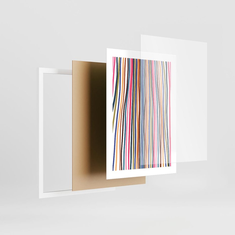 Plakat w ramie 30x40 - Energetyczne Nurtujące - kolorowe wzory, tęczowe żywe kolory - rama biała