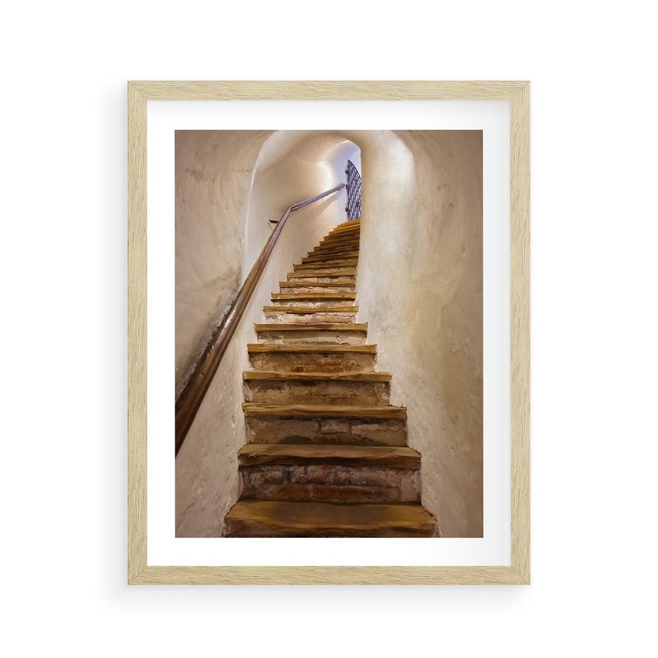 Plakat w ramie 40x50 - Schody Wymiarów - schody, tunel - rama drewno