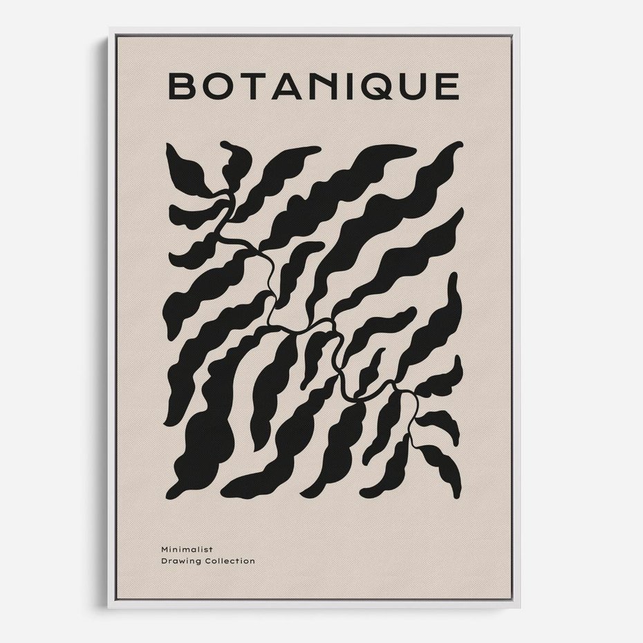 Obraz w ramie 70x100 - Księga Odbić - abstrakcyjne liśćie, roślinne motywy - rama biała