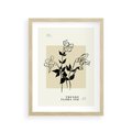 Plakat w ramie 30x40 - Malowane szkicowe tęsknoty - kwiaty, typografia - rama drewno