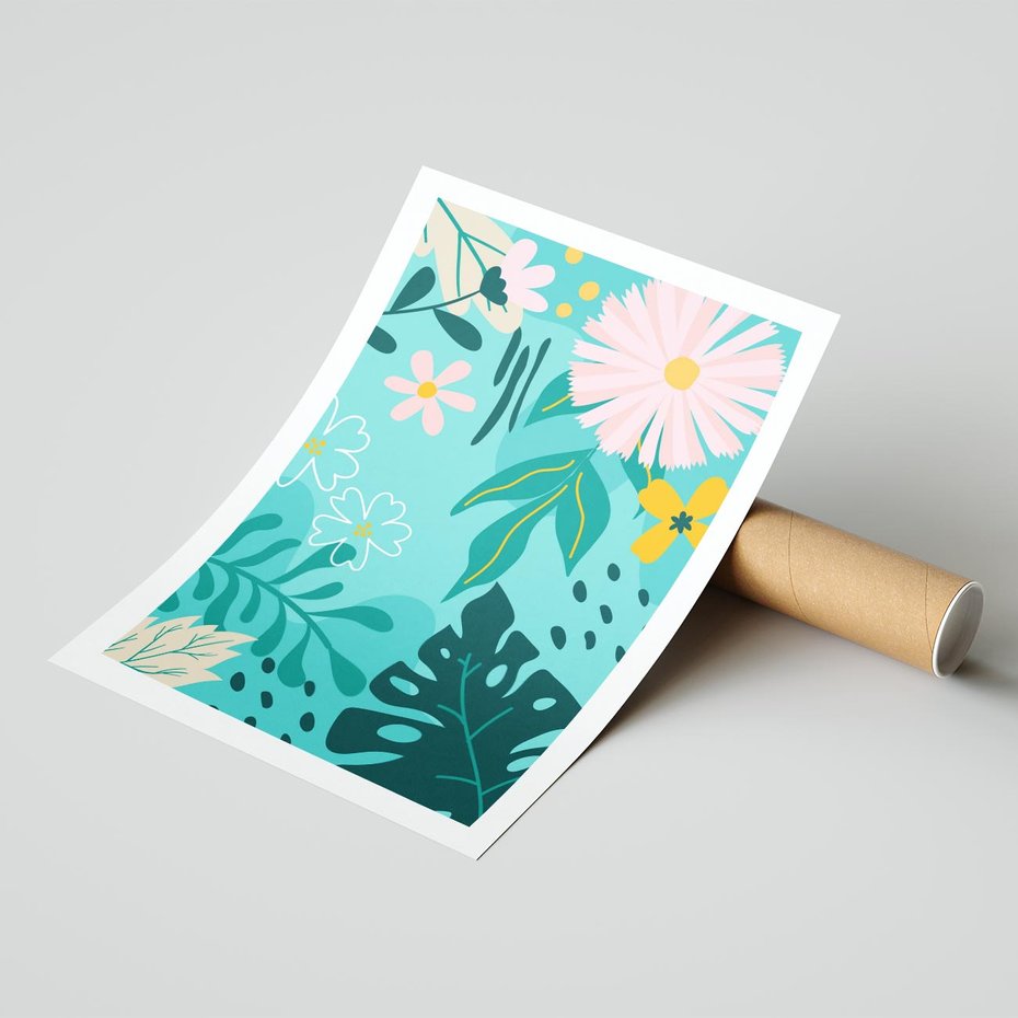 Plakat bez ramy 21x30 - Kwiatowe Wibracje - pastelowa kompozycja, kwiaty