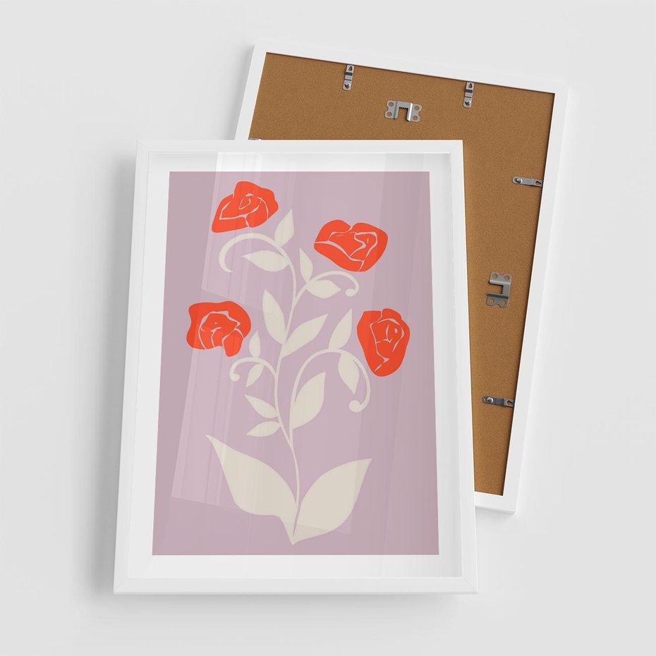 Plakat w ramie 50x70 - Migotliwe Widzenie Kwiatów - nowoczesny plakat, roślinne motywy - rama biała