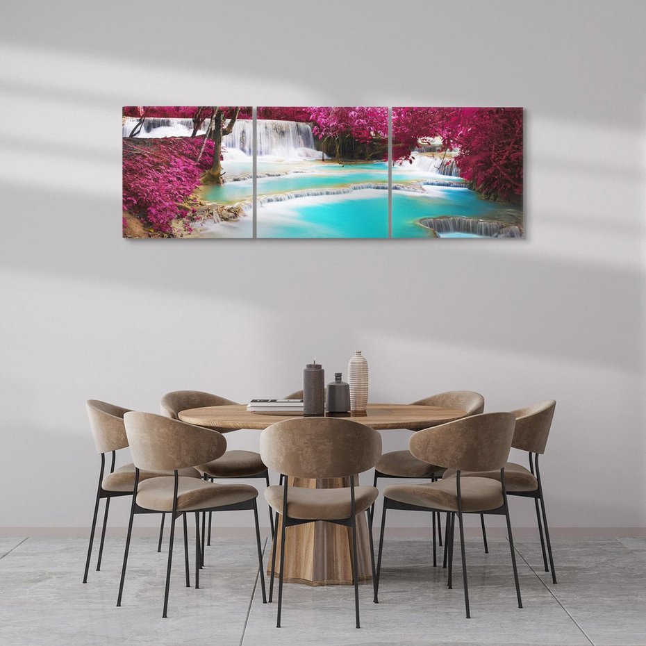 Obraz na płótnie 120x40 - Siła Natury - wodospad, Tajlandia