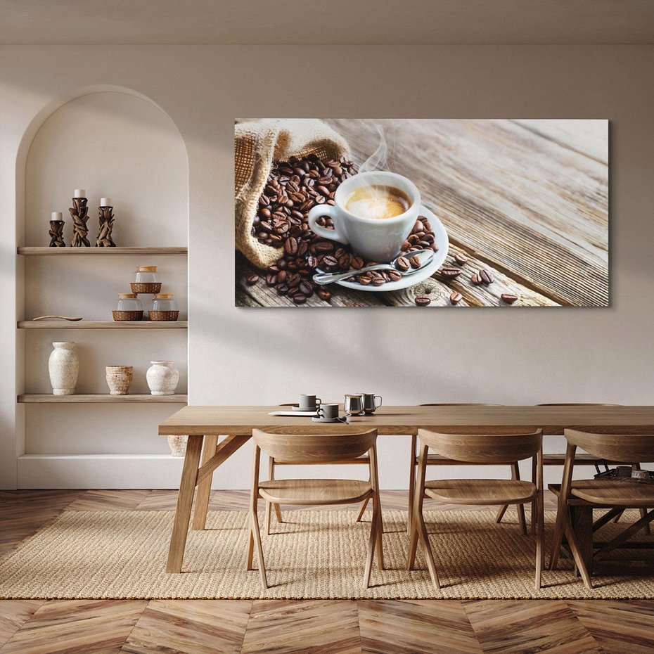 Obraz na płótnie 120x60 - Kawa w filiżance: aromatyczna chwila - kawa, filiżanka