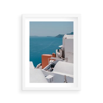 Plakat w ramie 40x50 - Magiczna Wyspa na Twojej Ścianie - Santorini, wyspa - rama biała