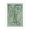 Plakat bez ramy 21x30 - Zielone Wariacje w Liniach - abstrakcyjne zielone linie, skandynawski design