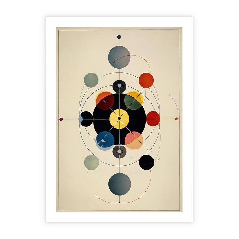 Plakat bez ramy 21x30 - Bezgraniczny Taniec Światła - abstrakcyjna geometryczna kompozycja, koła linie