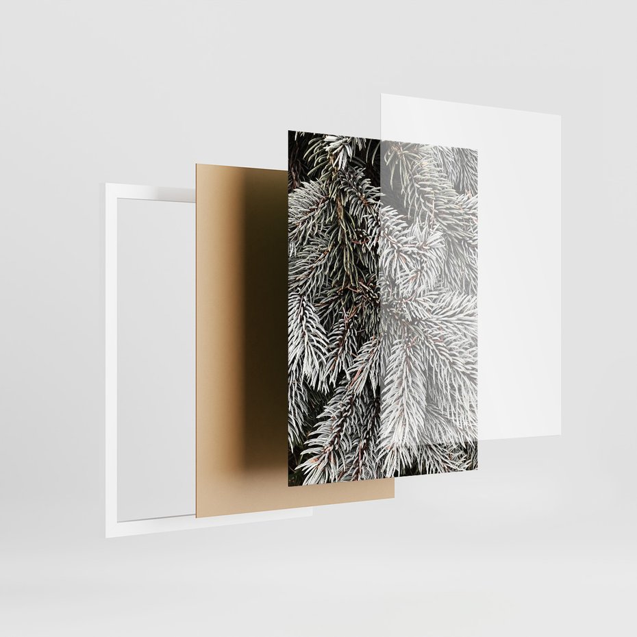 Zestaw obrazy w ramie 40x50 galeria - Las, zima, kawa - rama biała