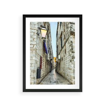 Plakat w ramie 30x40 - Urok Włoskiej Uliczki - włoska, uliczka - rama czarna