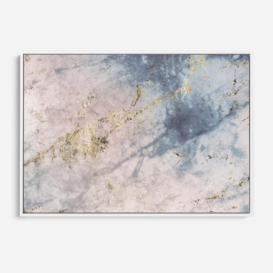 Obraz w ramie 120x80 - Luksusowa Dekoracja - marmur, złoto - rama biała