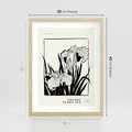 Plakat w ramie 30x40 - Spojrzenia na szkicowaną przeszłość - kwiaty, typografia - rama drewno