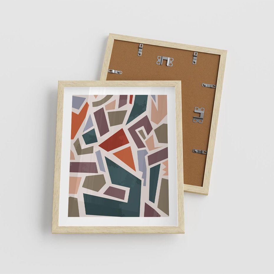 Plakat w ramie 40x50 - Modernistyczna Transcendencja - geometryczne kształty, mozaika - rama drewno