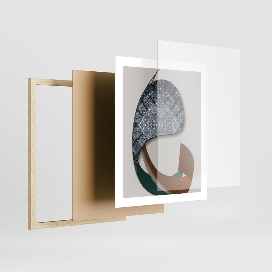 Plakat w ramie 40x50 - Abstrakcyjne Światy Geometrii - nowoczesny, geometryczny - rama drewno